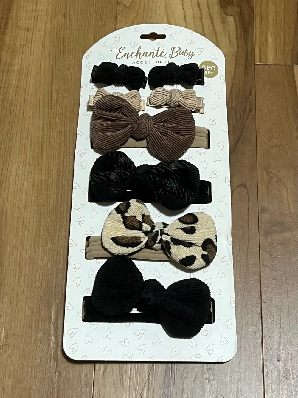 Enchanté Baby 8 Pc Bow Hair Accessories Set | Clips & Soft Nylon Headbands | NWT